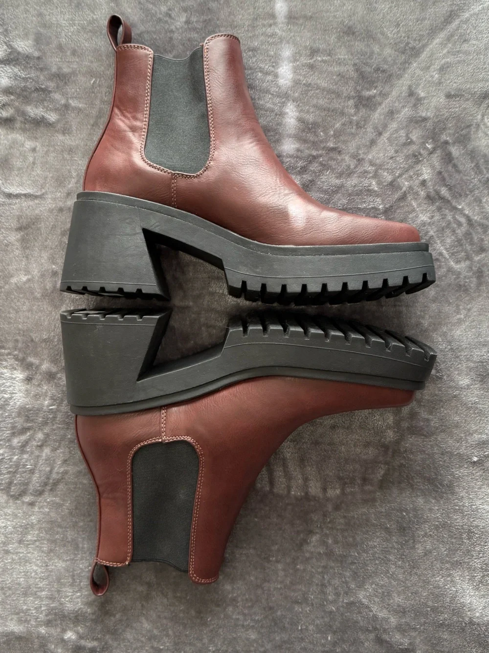 Madden Girl Triumph Boots Size 9M Chocolate Square Toe Chunky Heel Grunge EUC